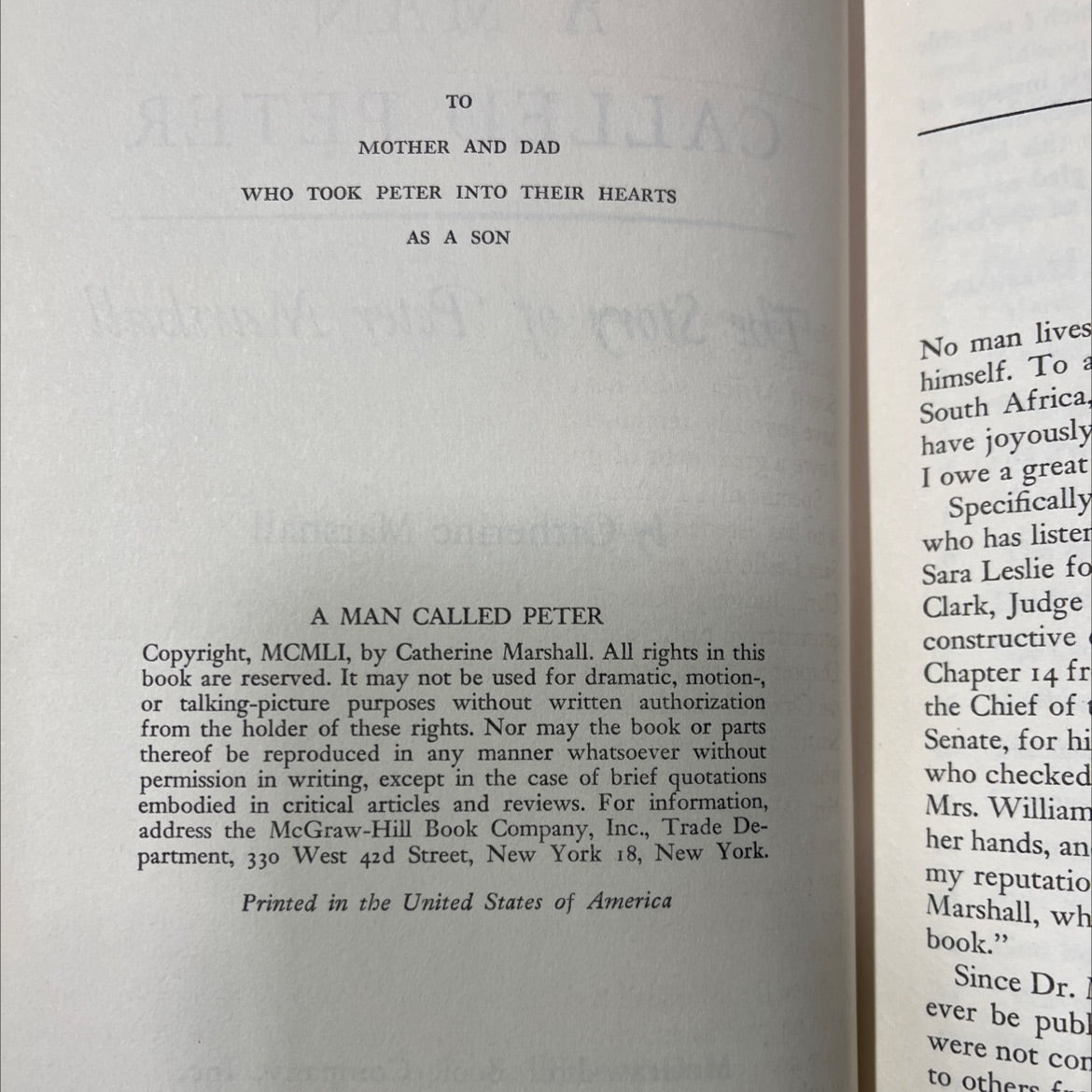 a man called peter book, by catherine marshall, 1951 Hardcover image 3