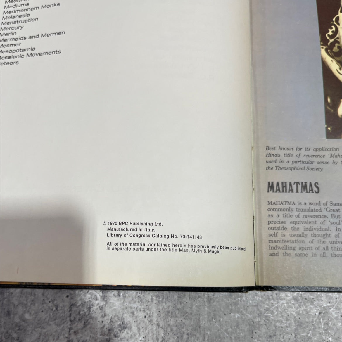 a man myth & magic an illustrated encyclopedia of the supernatural book, by Richard Cavendish, 1970 Hardcover image 3