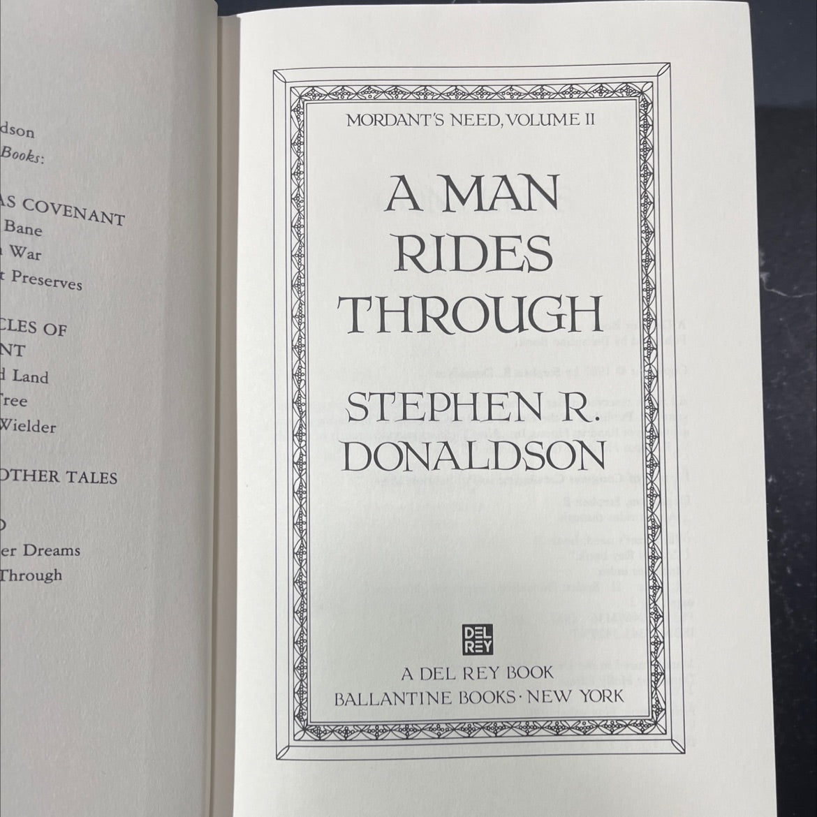 a man rides through book, by stephen r. donaldson, 1987 Hardcover image 2
