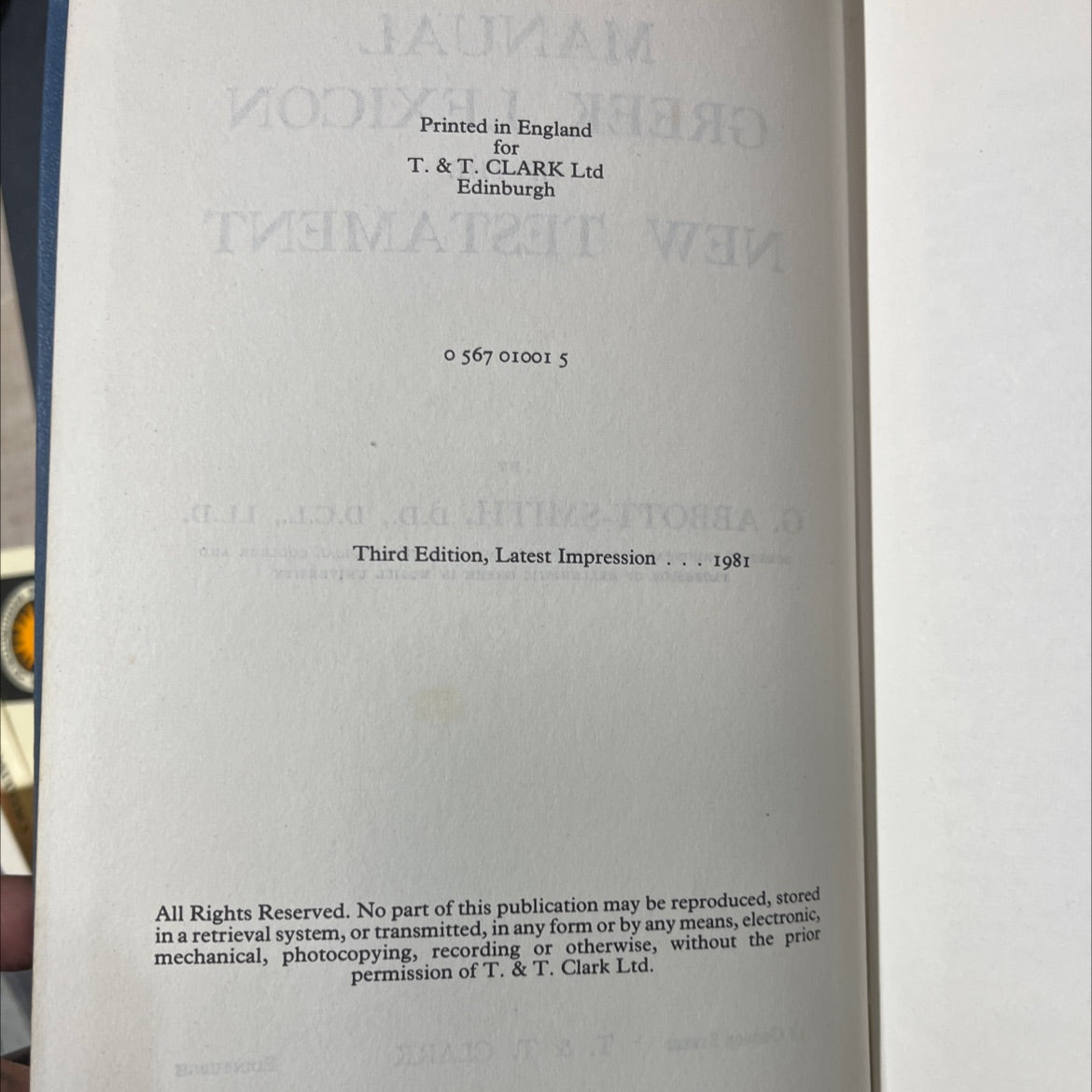 a manual greek lexicon of the new testament book, by g. abbott-smith, 1981 Hardcover image 3