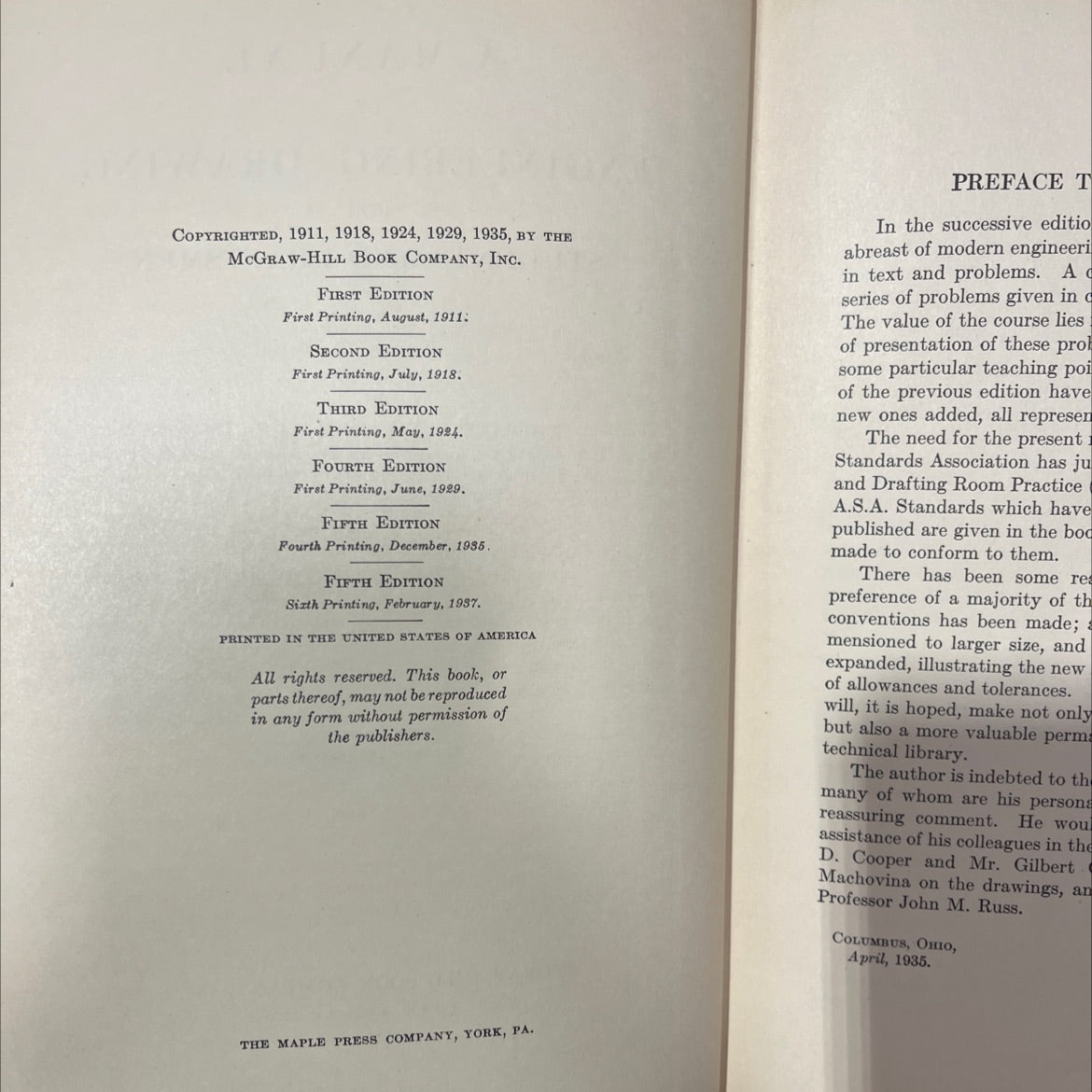a manual of engineering drawing for students and draftsmen book, by thomas e. french, 1935 Hardcover image 3