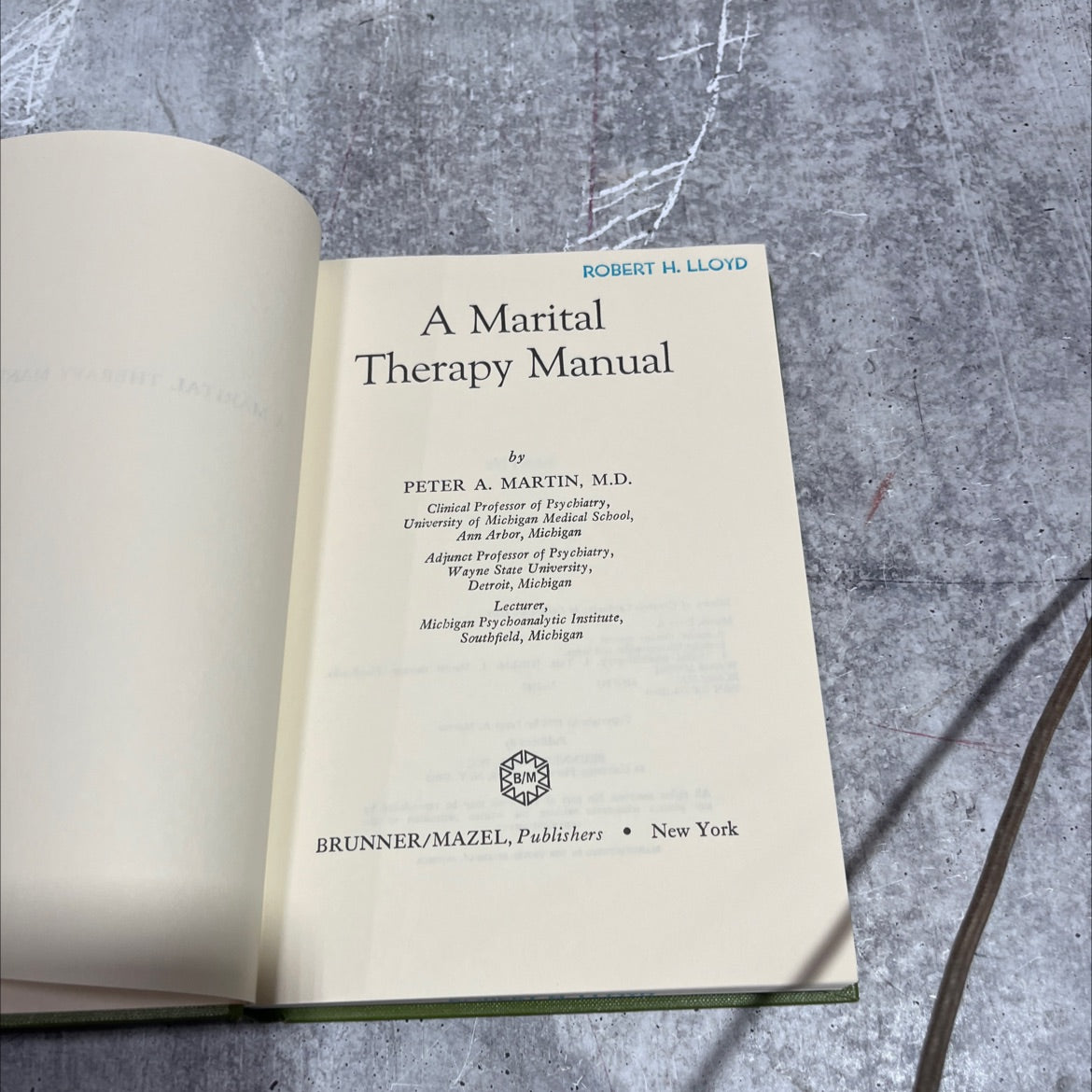 a marital therapy manual book, by peter a. martin, m.d., 1976 Hardcover image 2