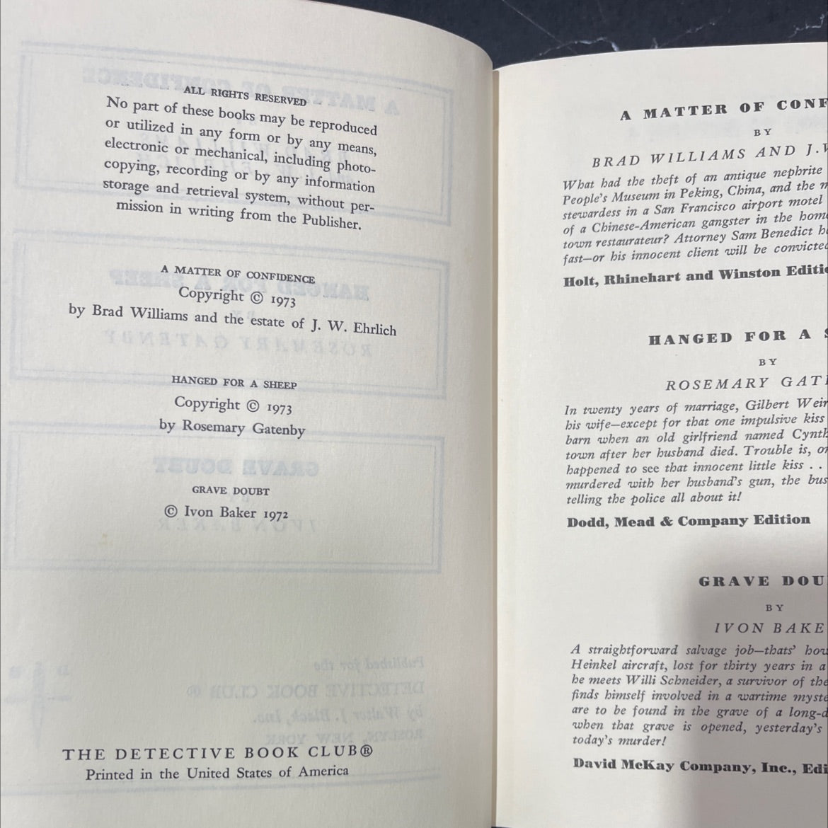 a matter of confidence book, by brad williams and j. w. ehrlich, 1973 Hardcover image 3