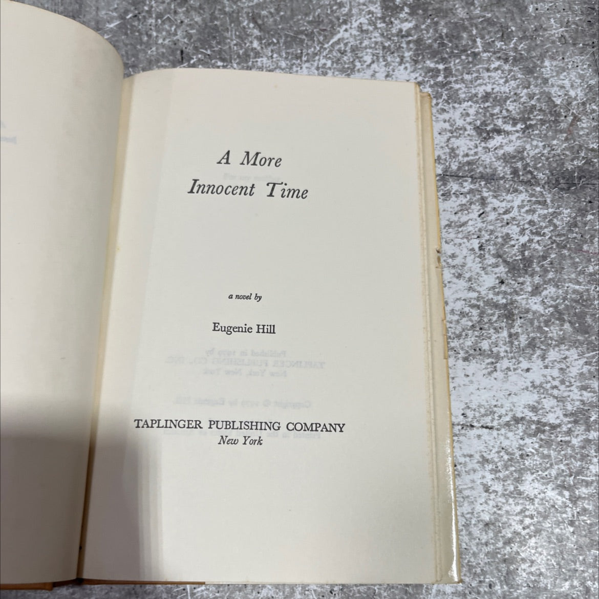 a more innocent time book, by eugenie hill, 1979 Hardcover image 2