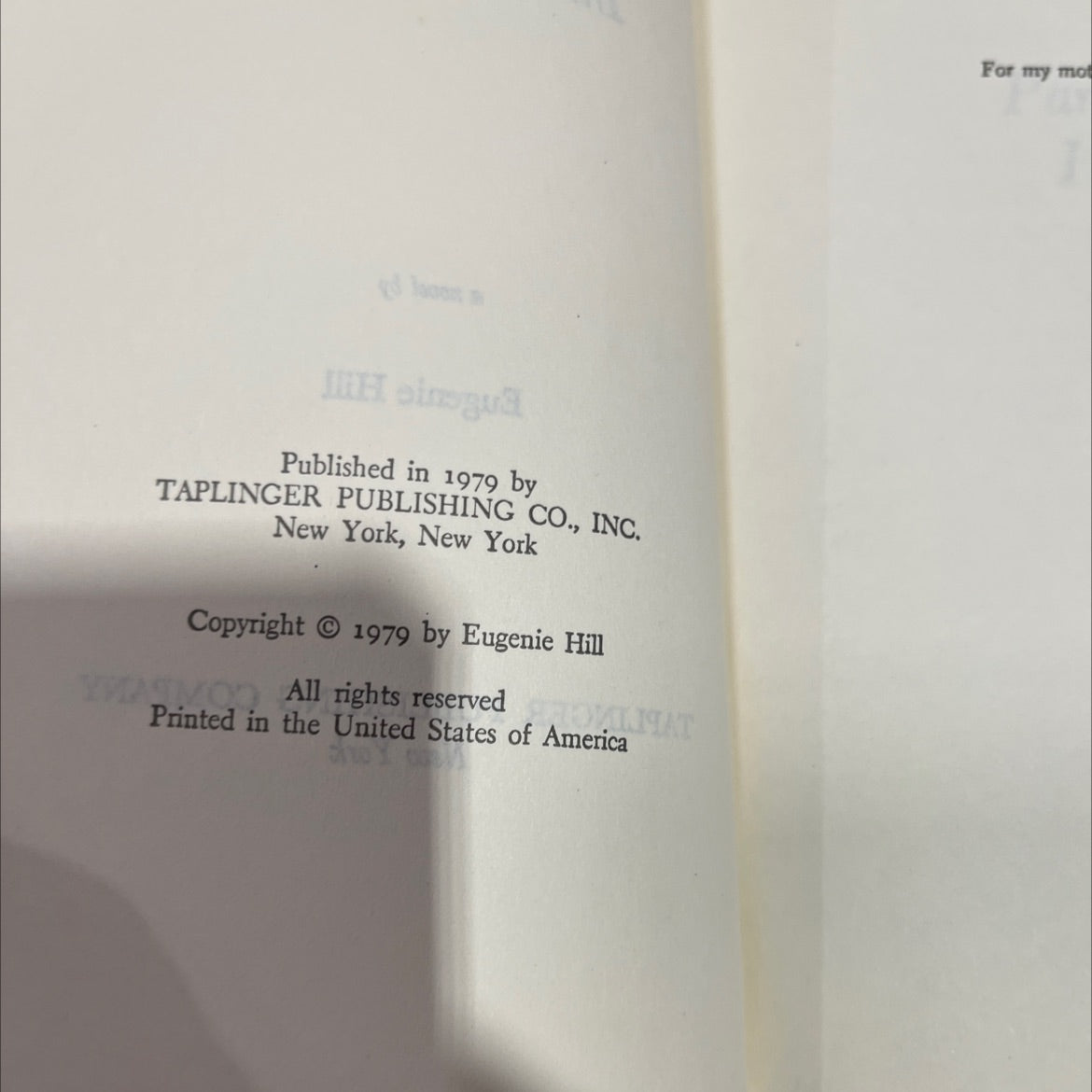 a more innocent time book, by eugenie hill, 1979 Hardcover image 3