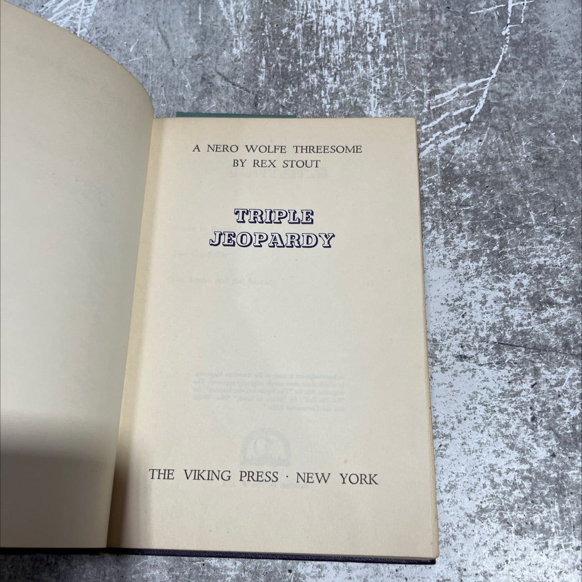 a nero wolfe threesome book, by rex stout, 1952 Hardcover image 2