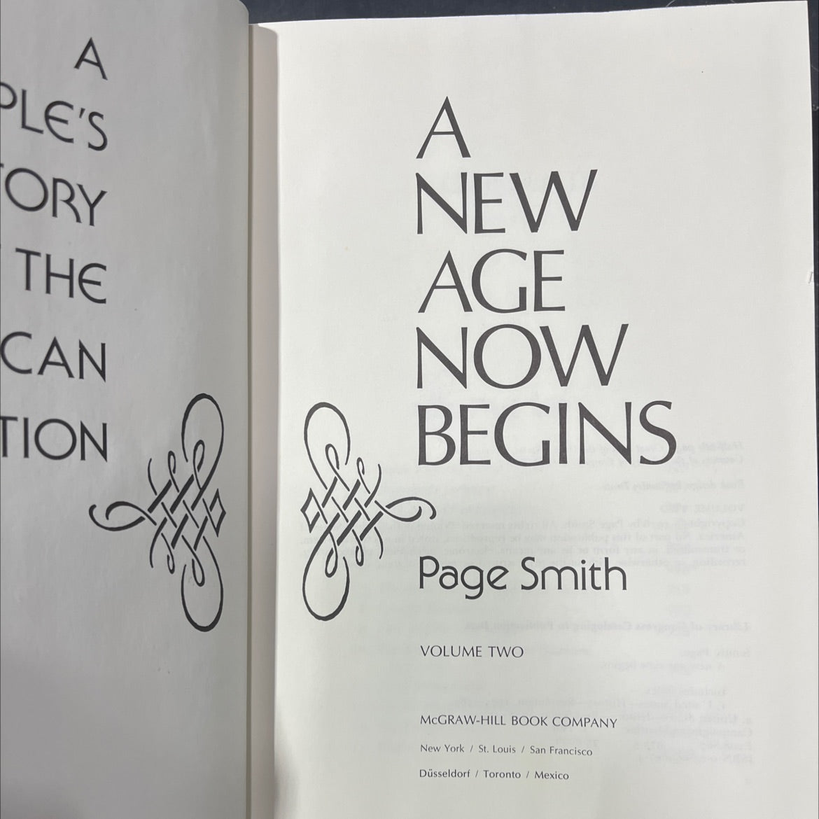 a new age now begins book, by Page Smith, 1976 Hardcover image 2