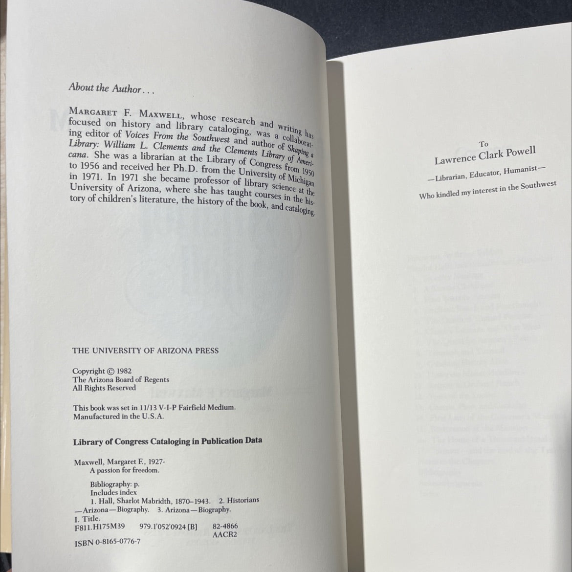 a passion for freedom the life of sharlot hall book, by margaret f. maxwell, 1982 Hardcover image 3