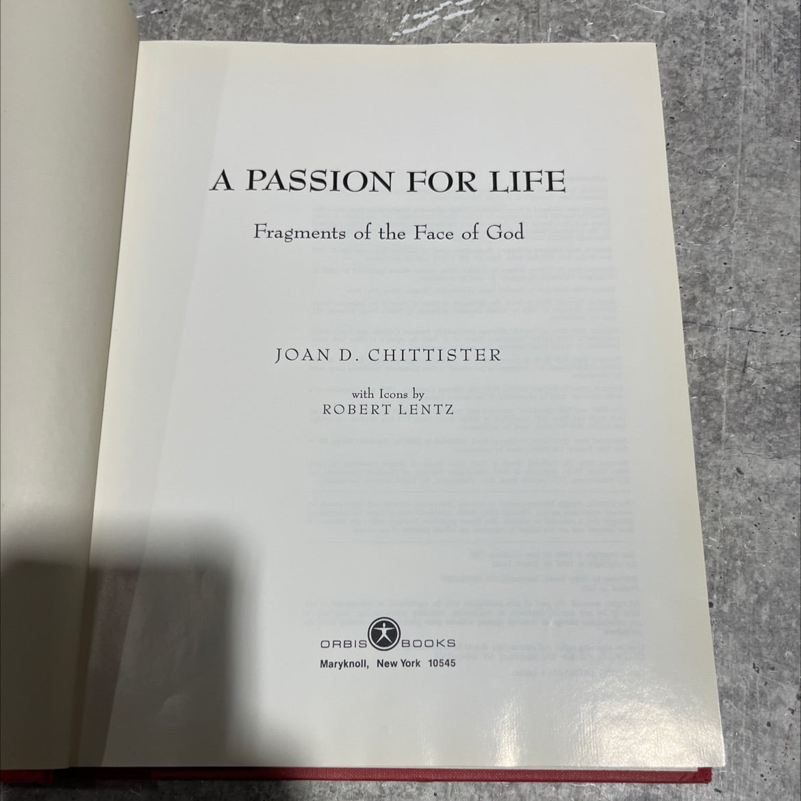 a passion for life fragments of the face of god book, by joan d. chittister, 1996 Hardcover image 2