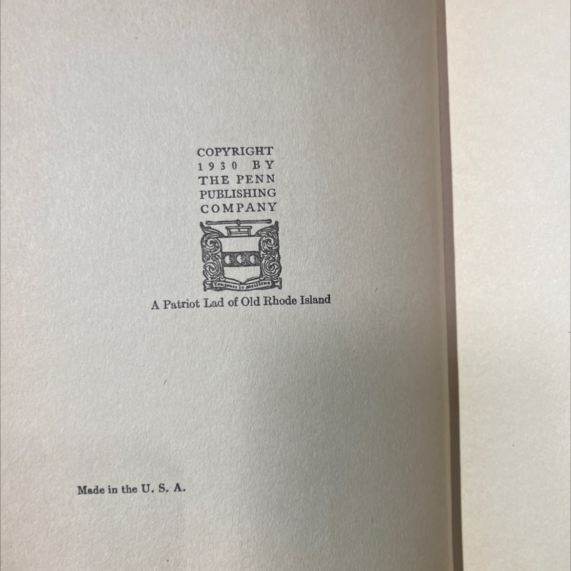 a patriot lad of old rhode island book, by russell gordon carter, 1930 Hardcover image 3