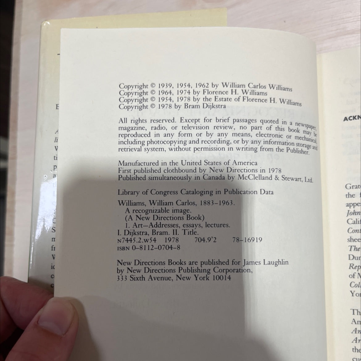 a recognizable image book, by William Carlos Williams, 1978 Hardcover image 3