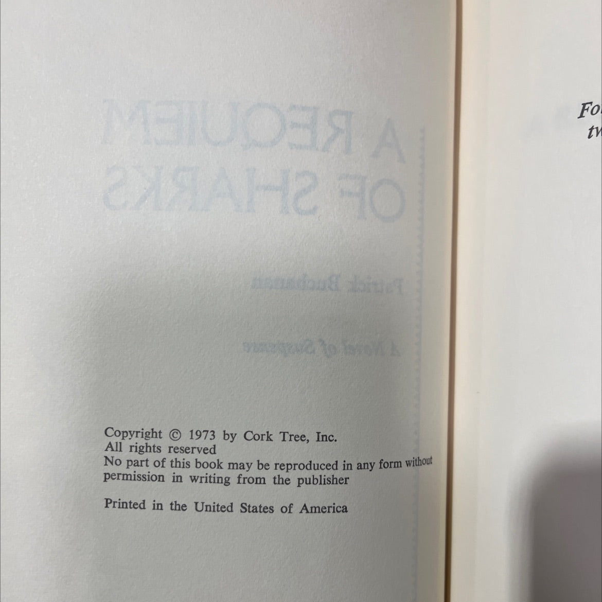 a requiem of sharks book, by Patrick Buchanan, 1973 Hardcover image 3