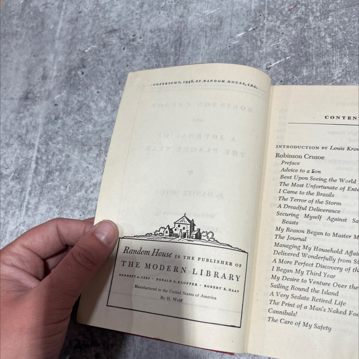 a robinson crusoe and a journal of the plague year book, by daniel defoe, 1948 Hardcover image 3