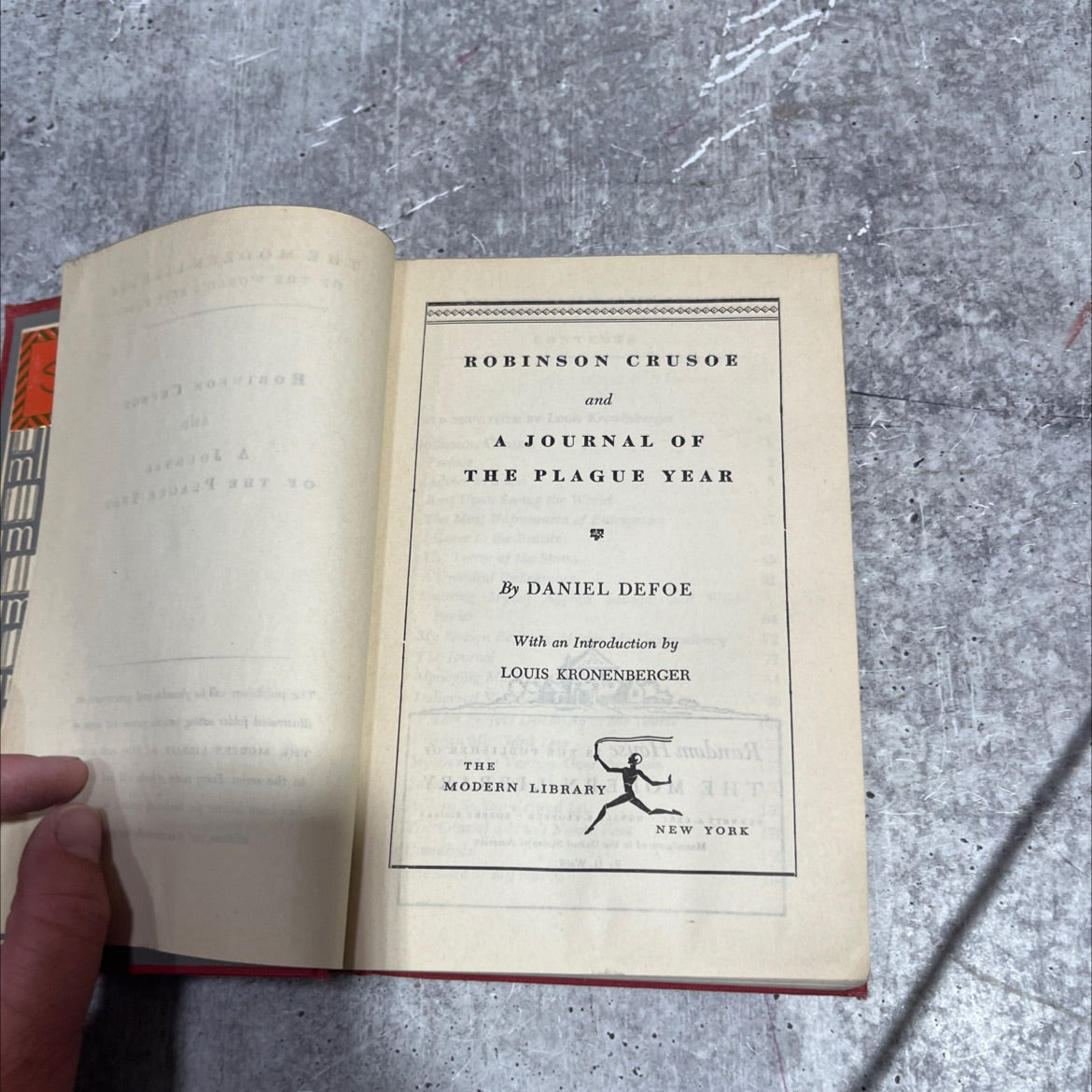 a robinson crusoe and a journal of the plague year book, by daniel defoe, 1948 Hardcover image 2