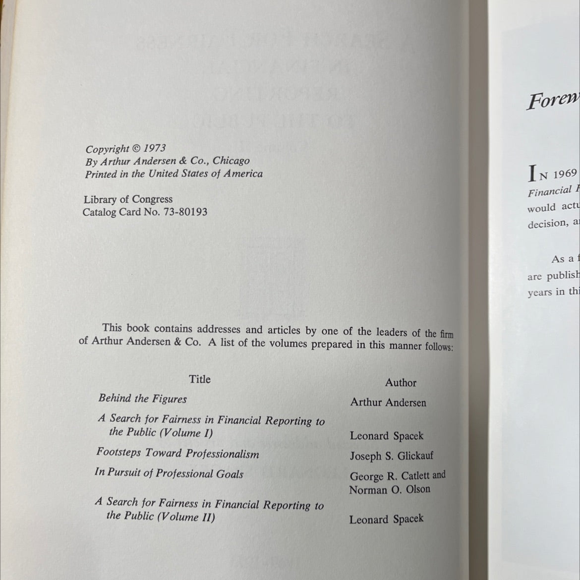 a search for fairness in financial reporting to the public volume ii book, by leonard spacek, 1973 Hardcover image 3