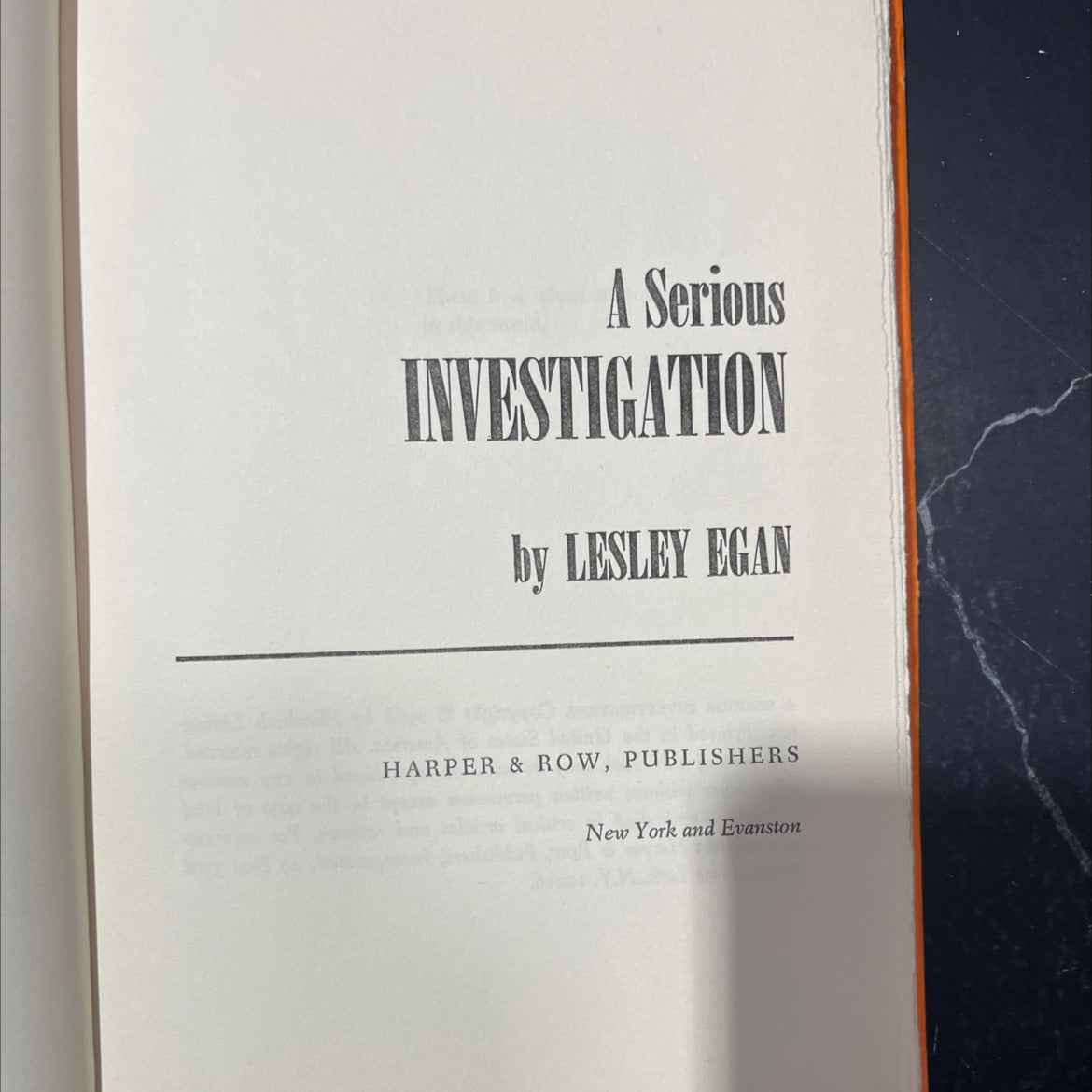 a serious investigation book, by lesley egan, 1968 Hardcover image 2