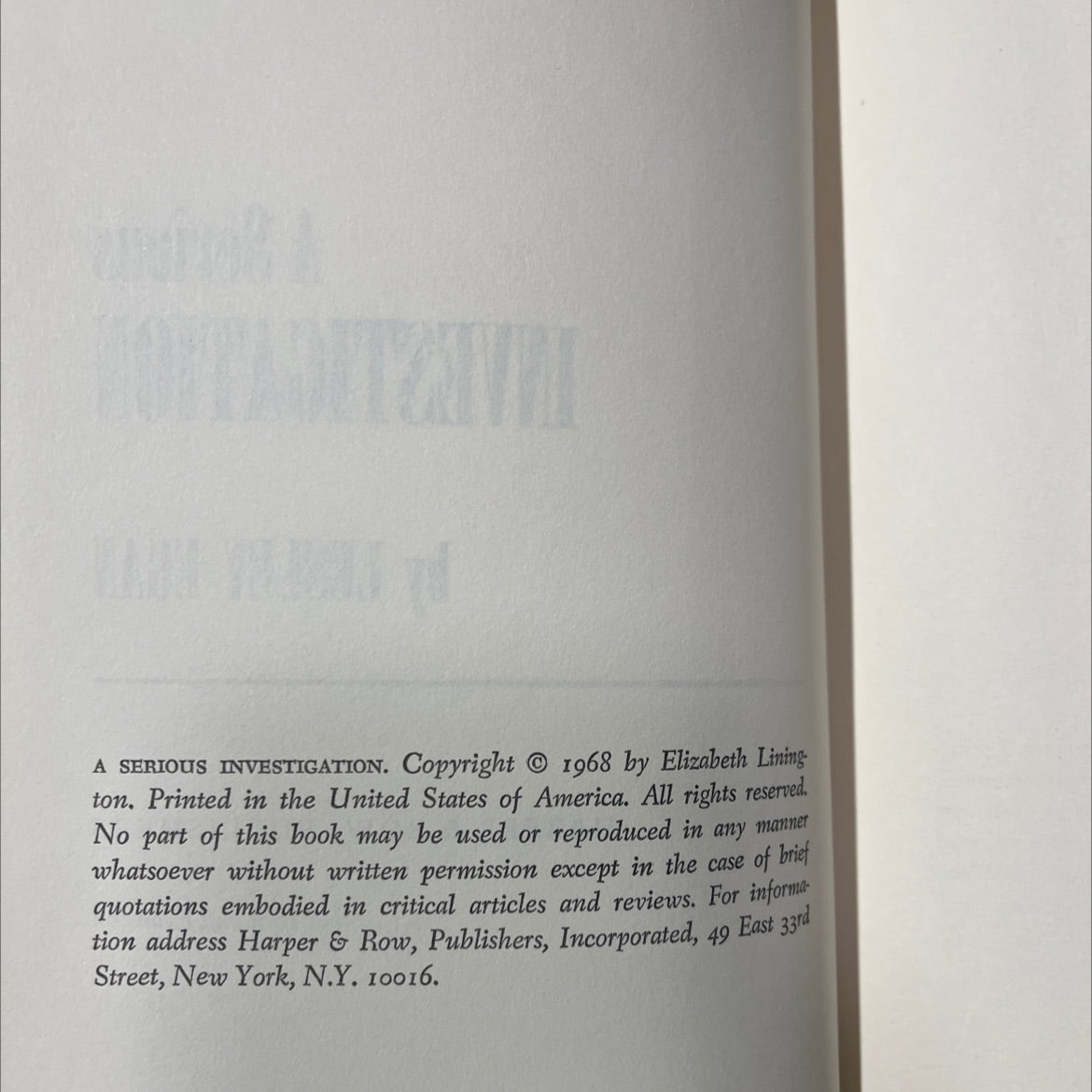 a serious investigation book, by lesley egan, 1968 Hardcover image 3