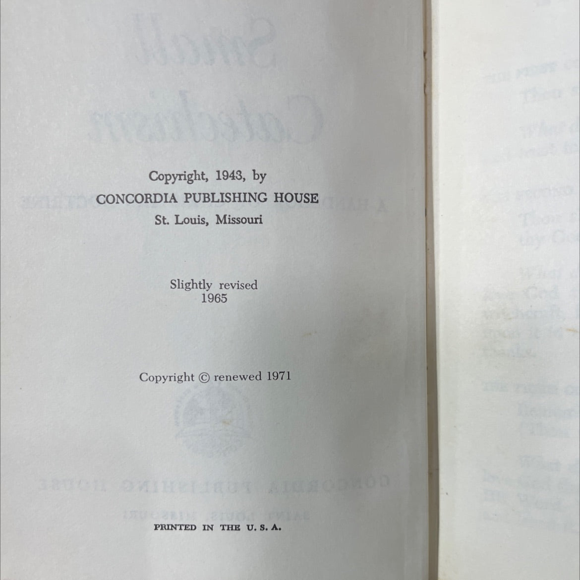 a short explanation of r. martin luther's small catechism handbook of christian doctrine book, by unknown, 1971 image 3