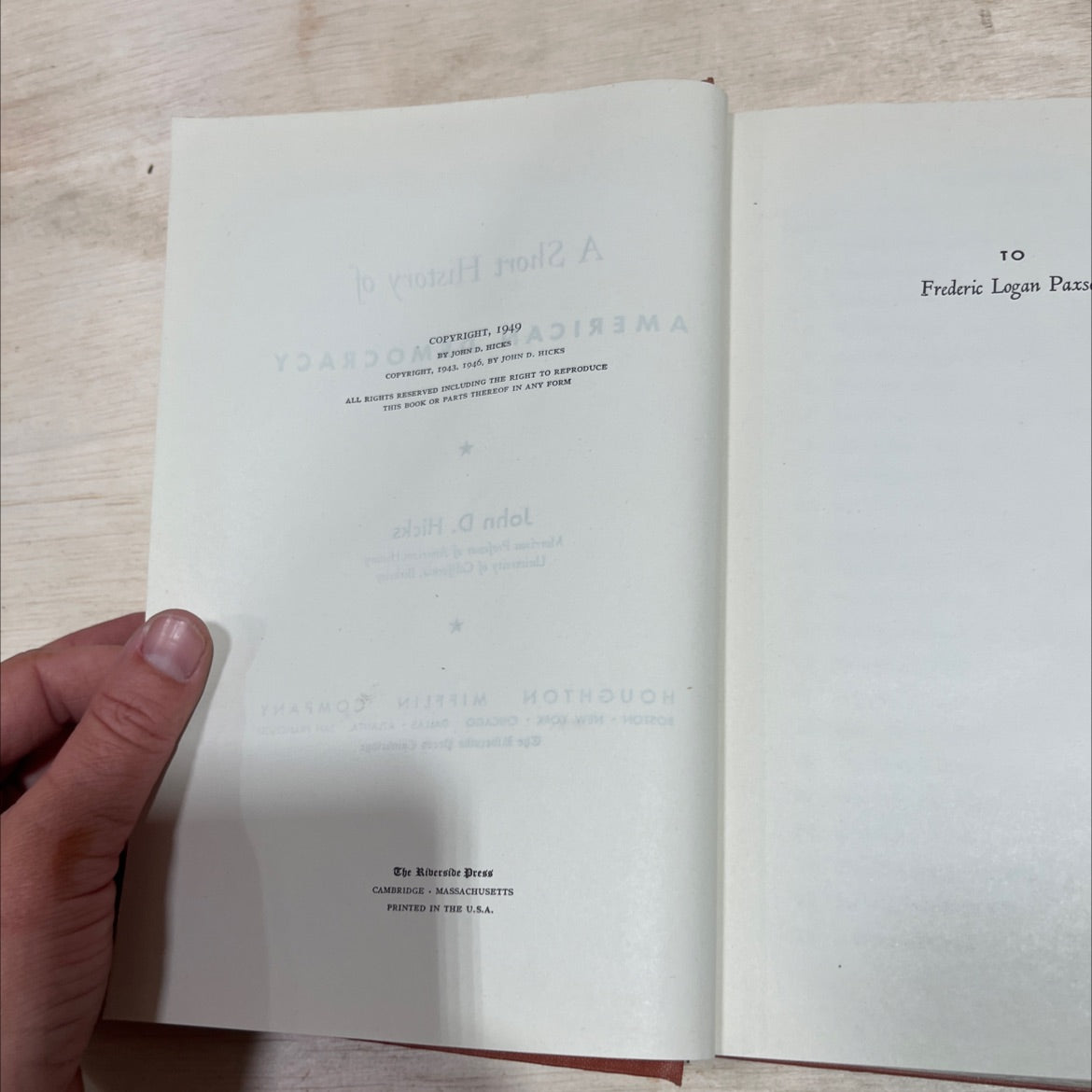 a short history of american democracy book, by john d. hicks, 1949 Hardcover image 3