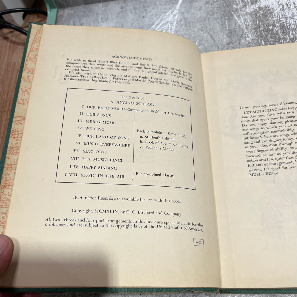 a singing school let music ring book, by Peter W. Dykema, Gladys Pitcher, J. Lilian Vandevere, 1949 Hardcover image 3