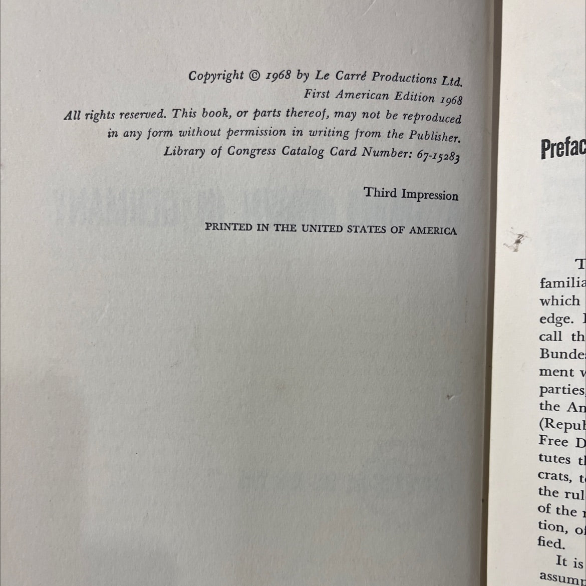 a small town in germany book, by john le carré, 1968 Hardcover image 3