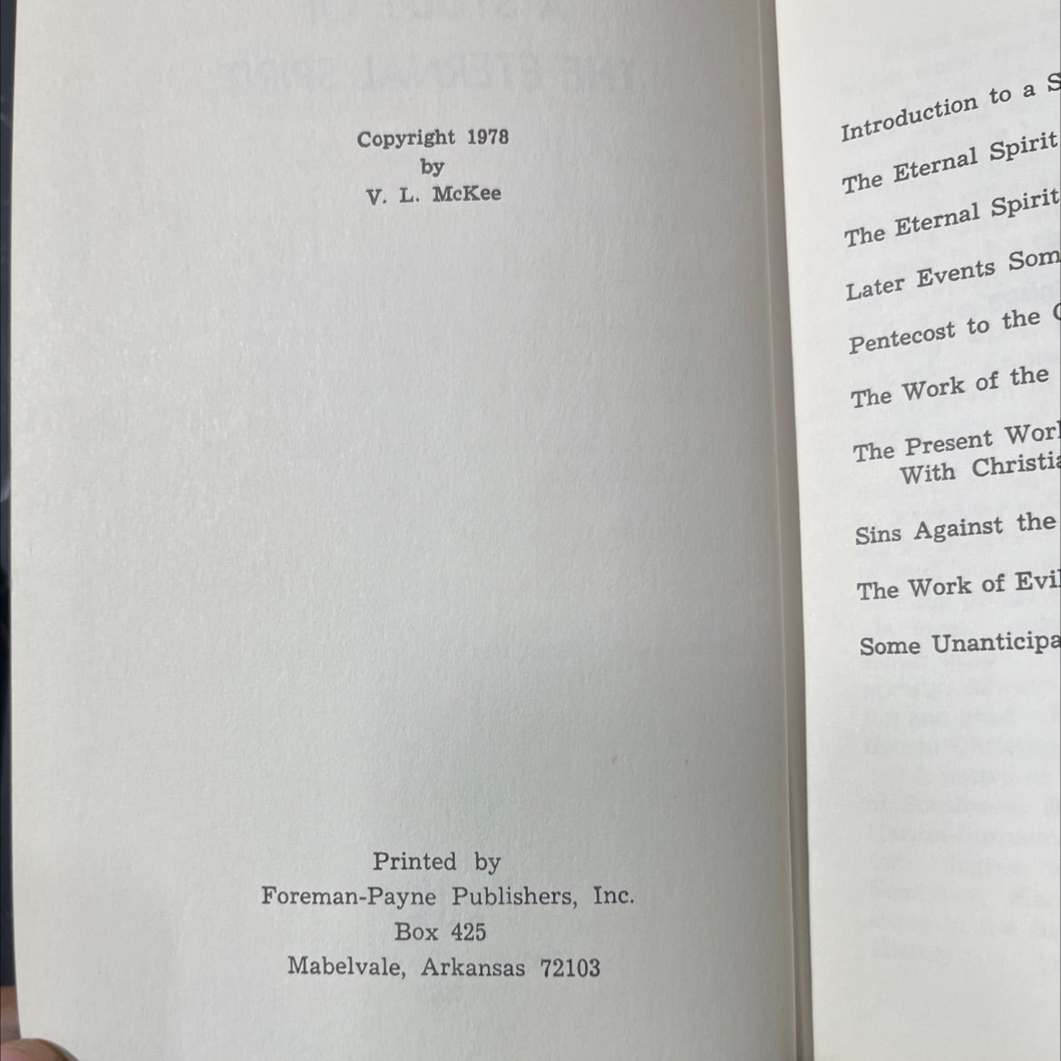 a study of the eternal spirit book, by v. l. mckee, 1978 Hardcover image 3