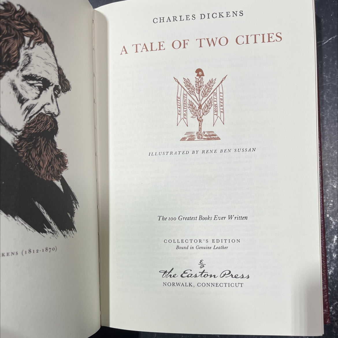 a tale of two cities book, by charles dickens, 1981 Leather image 2