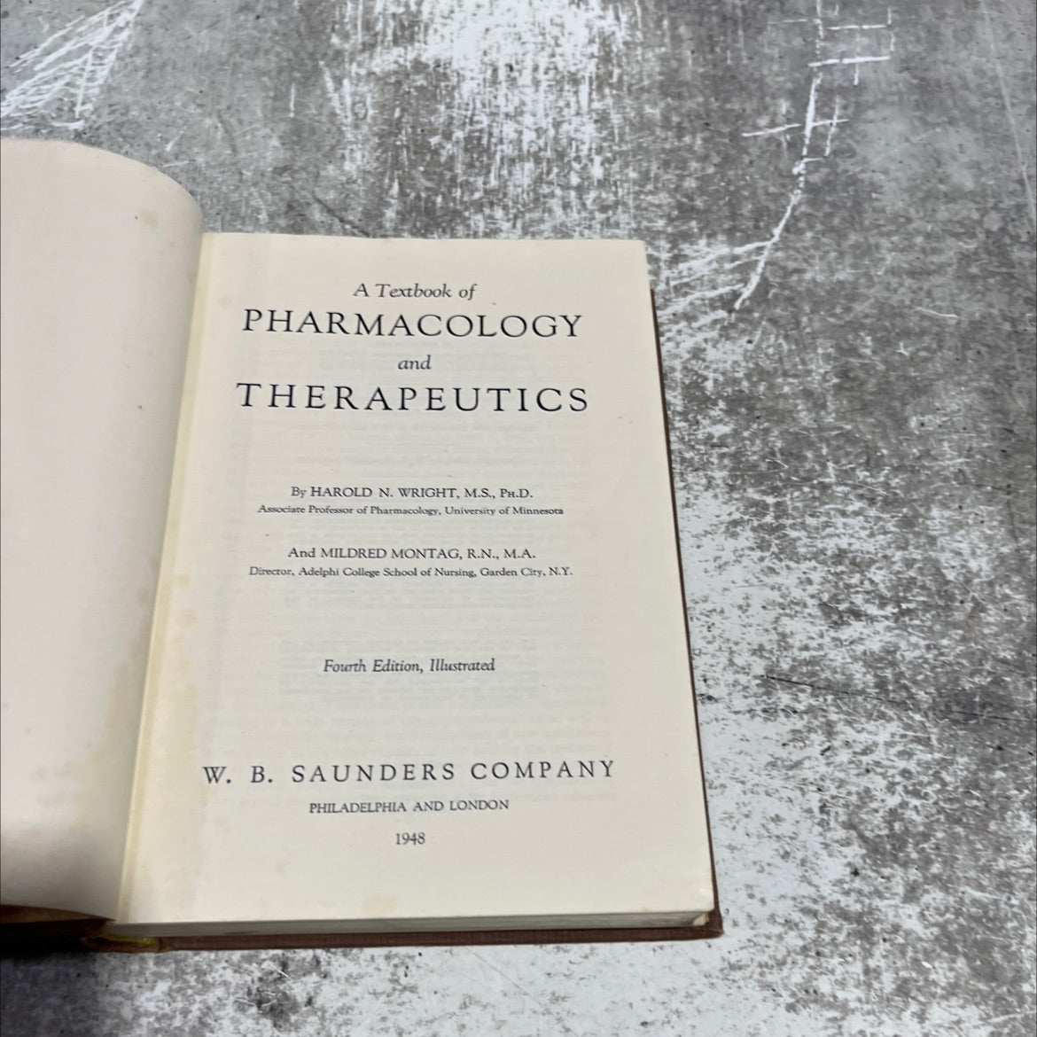 a textbook of pharmacology and therapeutics book, by harold n. wright, mildred montag, 1948 Hardcover image 2