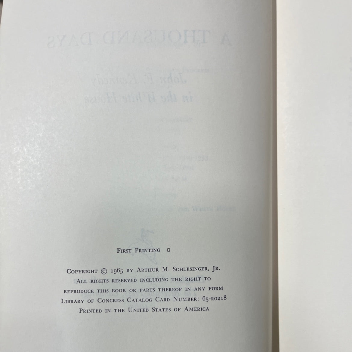 a thousand days john f. kennedy in the white house book, by arthur m. schlesinger, jr., 1965 Hardcover image 3