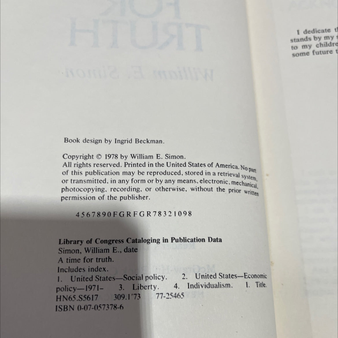 a time for truth book, by william e. simon, 1978 Hardcover image 3