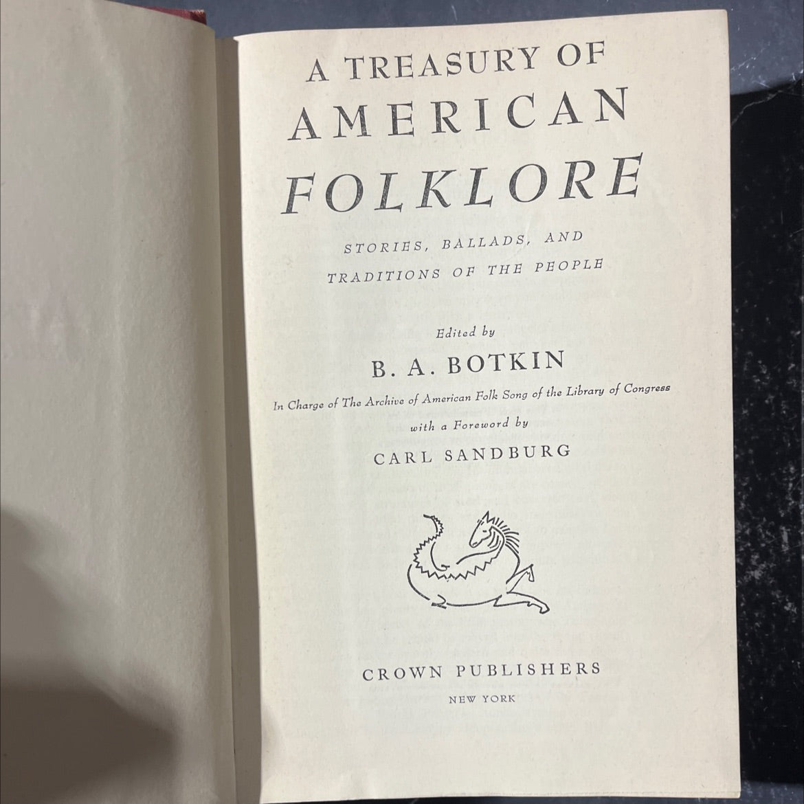 a treasury of american folklore stories, ballads, and traditions of the people book, by b. a. botkin, 1944 Hardcover image 2