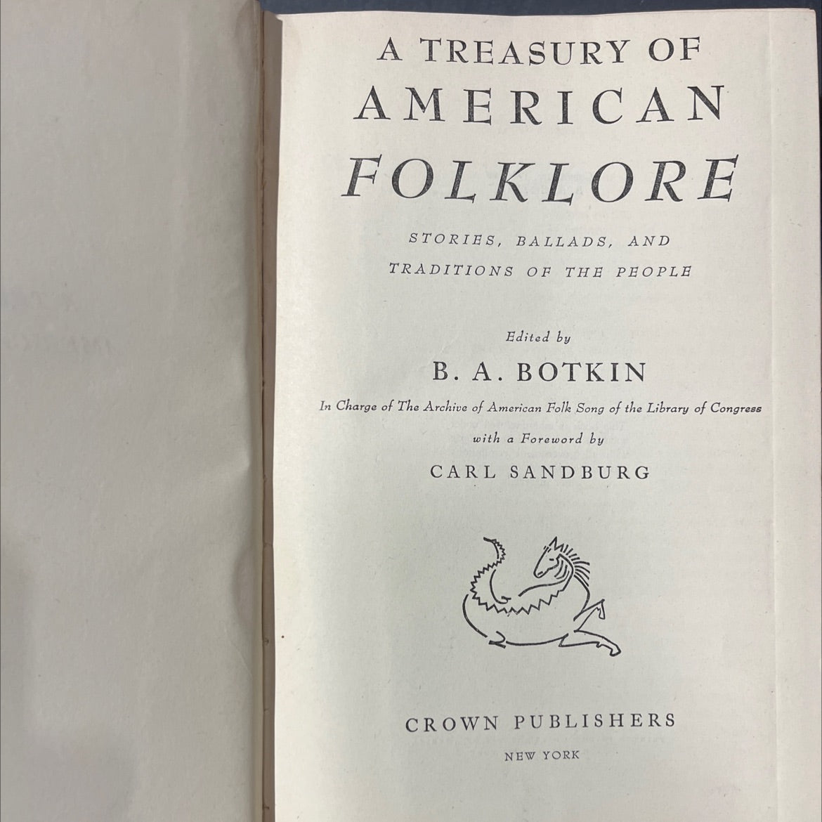 a treasury of american folklore stories, ballads, and traditions of the people book, by b. a. botkin, 1944 Hardcover image 2