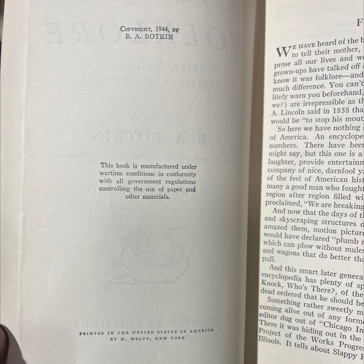 a treasury of american folklore stories, ballads, and traditions of the people book, by b. a. botkin, 1944 Hardcover image 3