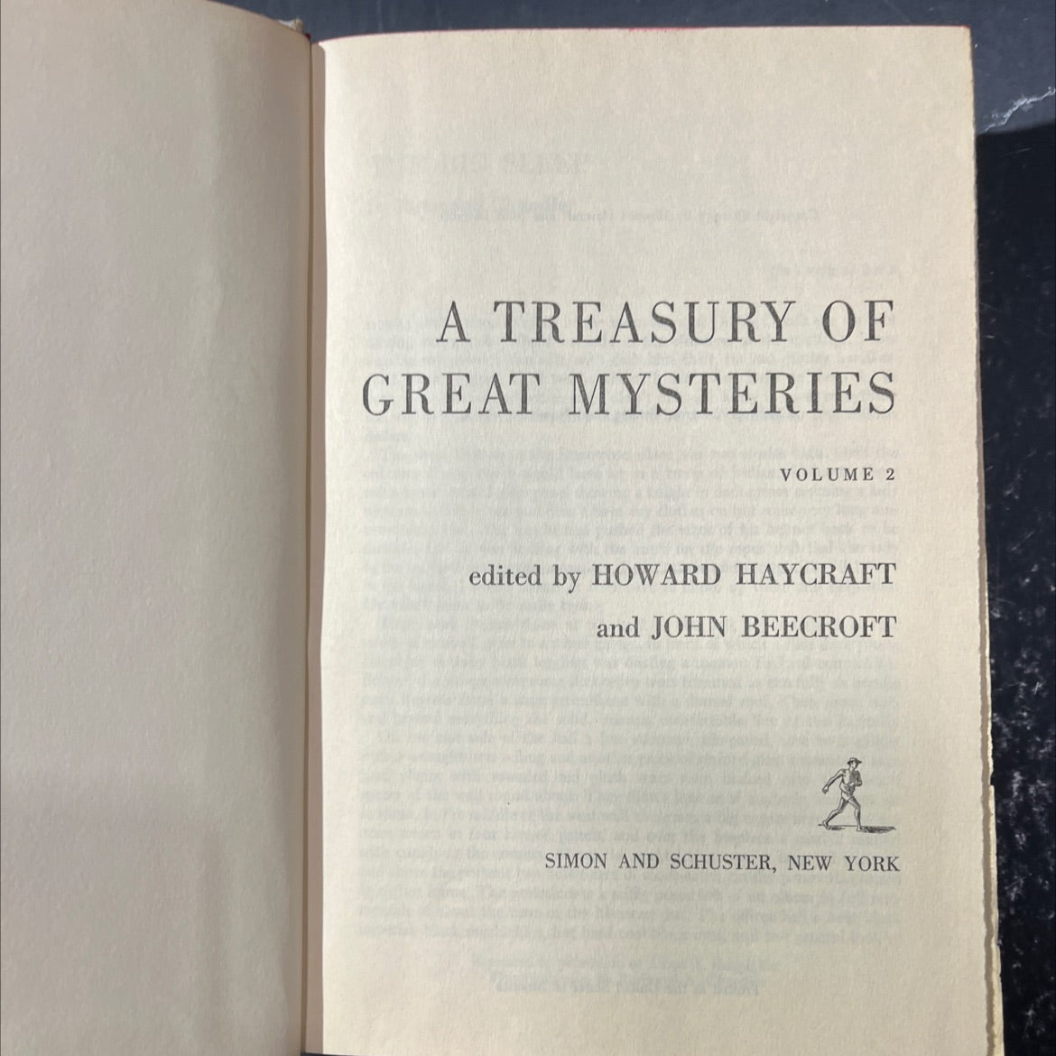 a treasury of great mysteries volume 2 book, by howard haycraft, john beecroft, 1957 Hardcover image 2