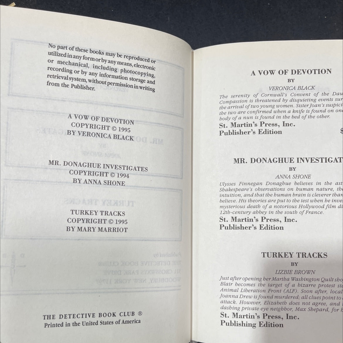 a vow of devotion book, by veronica black, 1995 Hardcover image 3