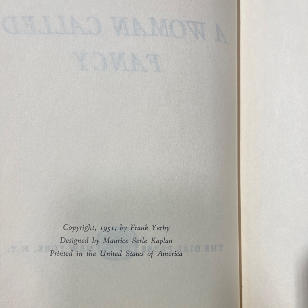 a woman called fancy book, by Frank Yerby, 1951 Hardcover image 3