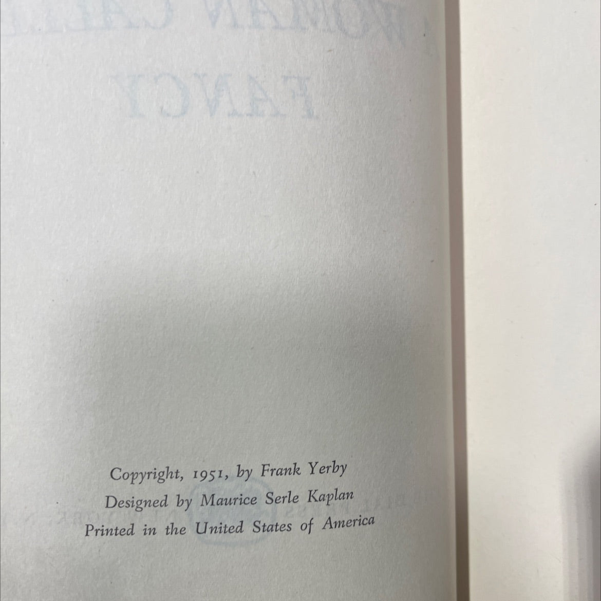 a woman called fancy book, by frank yerby, 1951 Hardcover image 3