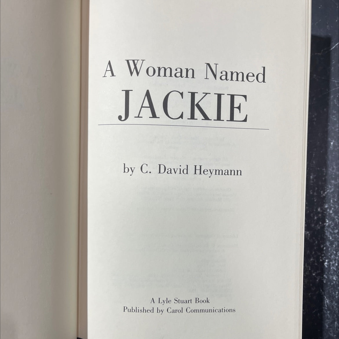 a woman named jackie book, by c. david heymann, 1989 Hardcover image 2