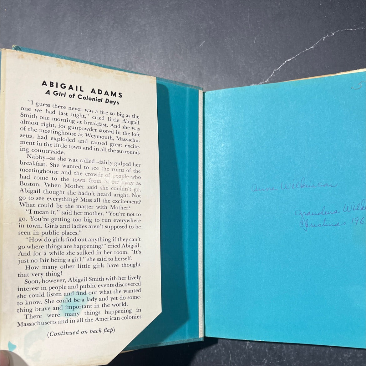 abigail adams a girl of colonial days book, by jean brown wagoner, 1949 Hardcover image 4
