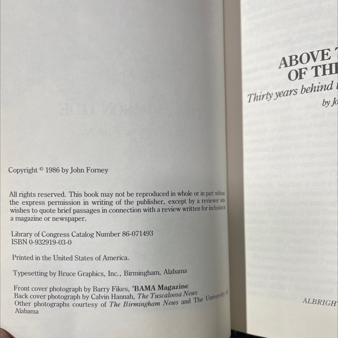 above of the thirty years behind book, by John Forney, 1986 Hardcover image 3