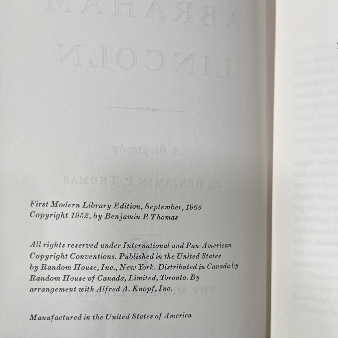 abraham lincoln a biography book, by benjamin p. thomas, 1968 Hardcover image 3