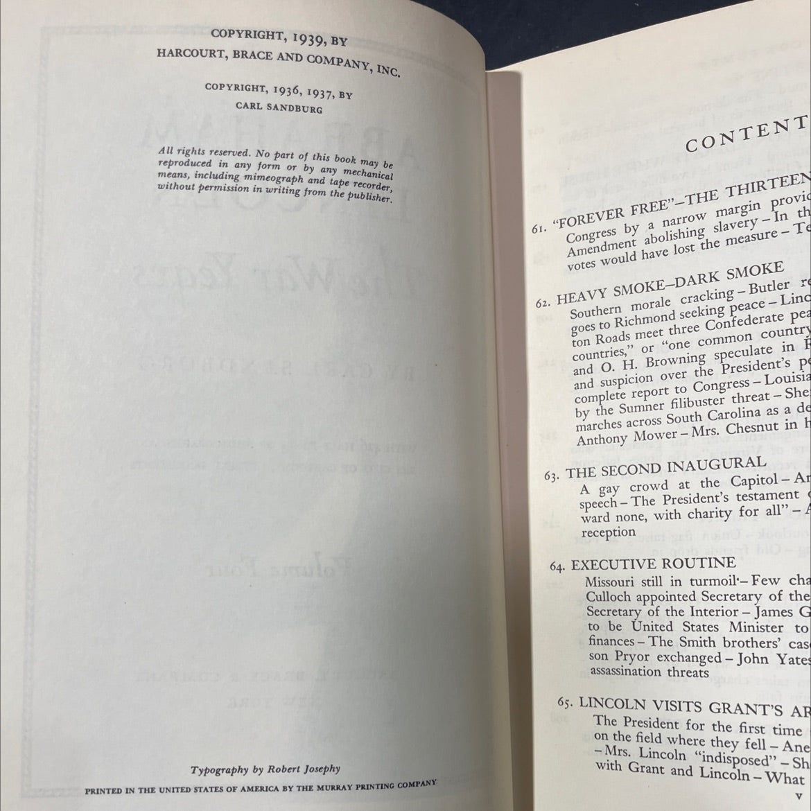abraham lincoln the war years book, by carl sandburg, 1939 Hardcover image 3