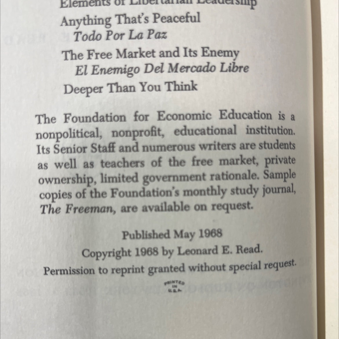 accent on the right book, by leonard e. read, 1968 Hardcover image 3