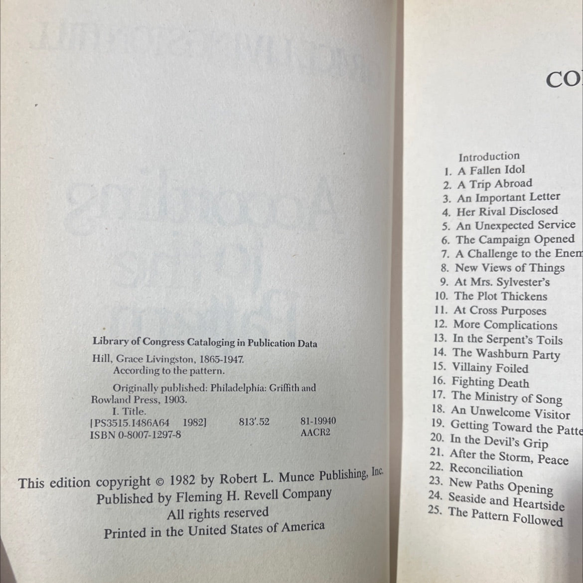 according to the pattern book, by grace livingston hill, 1982 Hardcover image 3