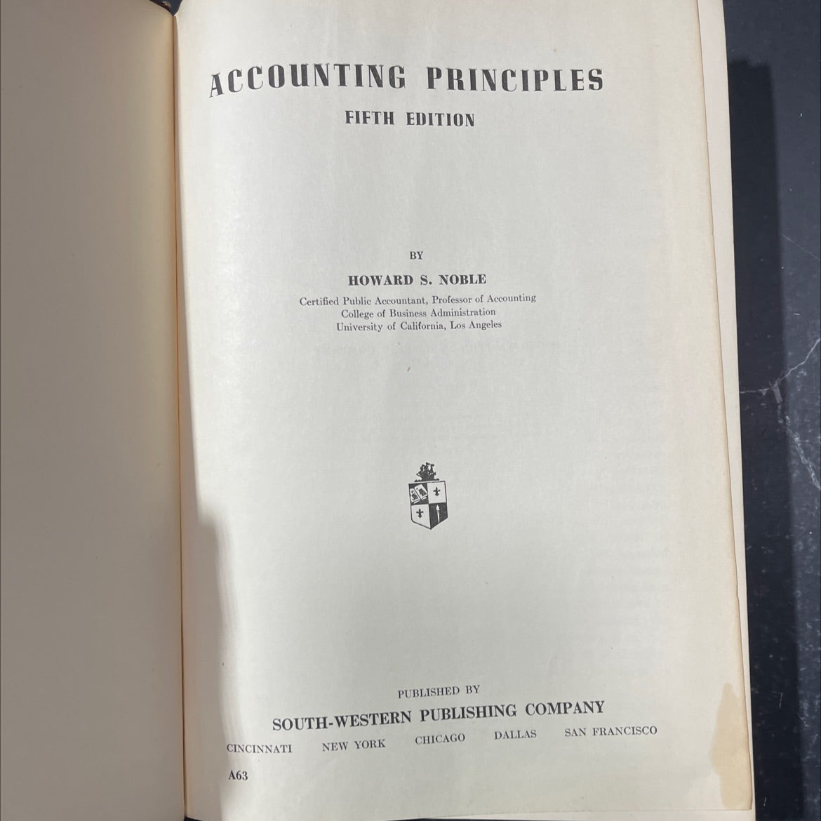 accounting principles book, by howard s. noble, 1949 Hardcover image 2