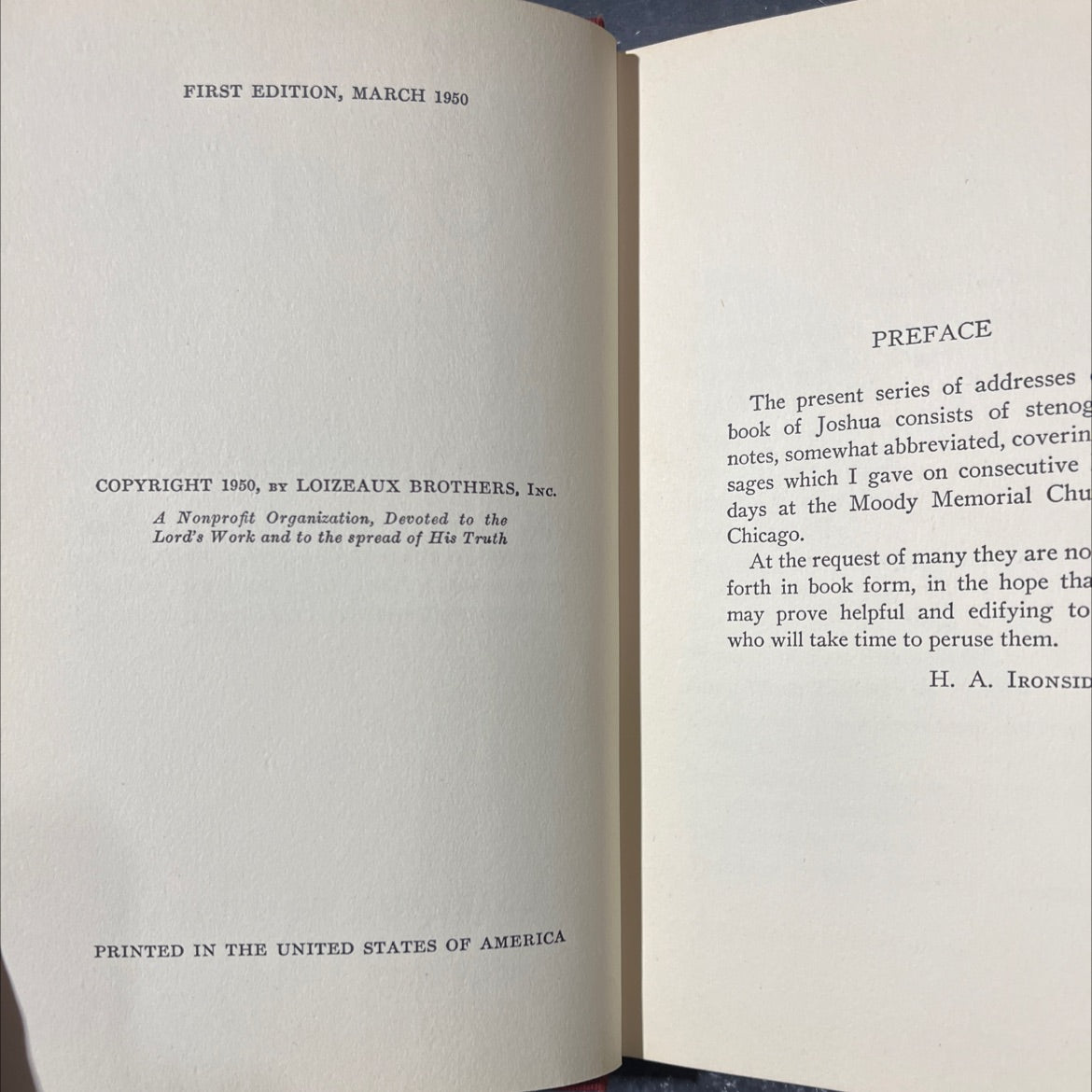 addresses on the book of joshua book, by h. a. ironside, 1950 Hardcover image 3