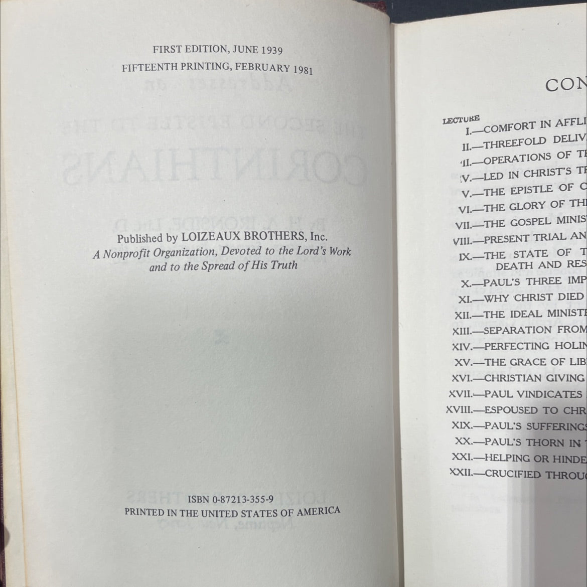 addresses on the second epistle to the corinthians book, by h. a. ironside, 1981 Hardcover image 3