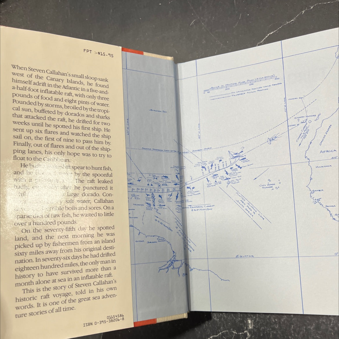 adrift: seventy-six days lost at sea book, by Steven Callahan, 1986 Hardcover image 4