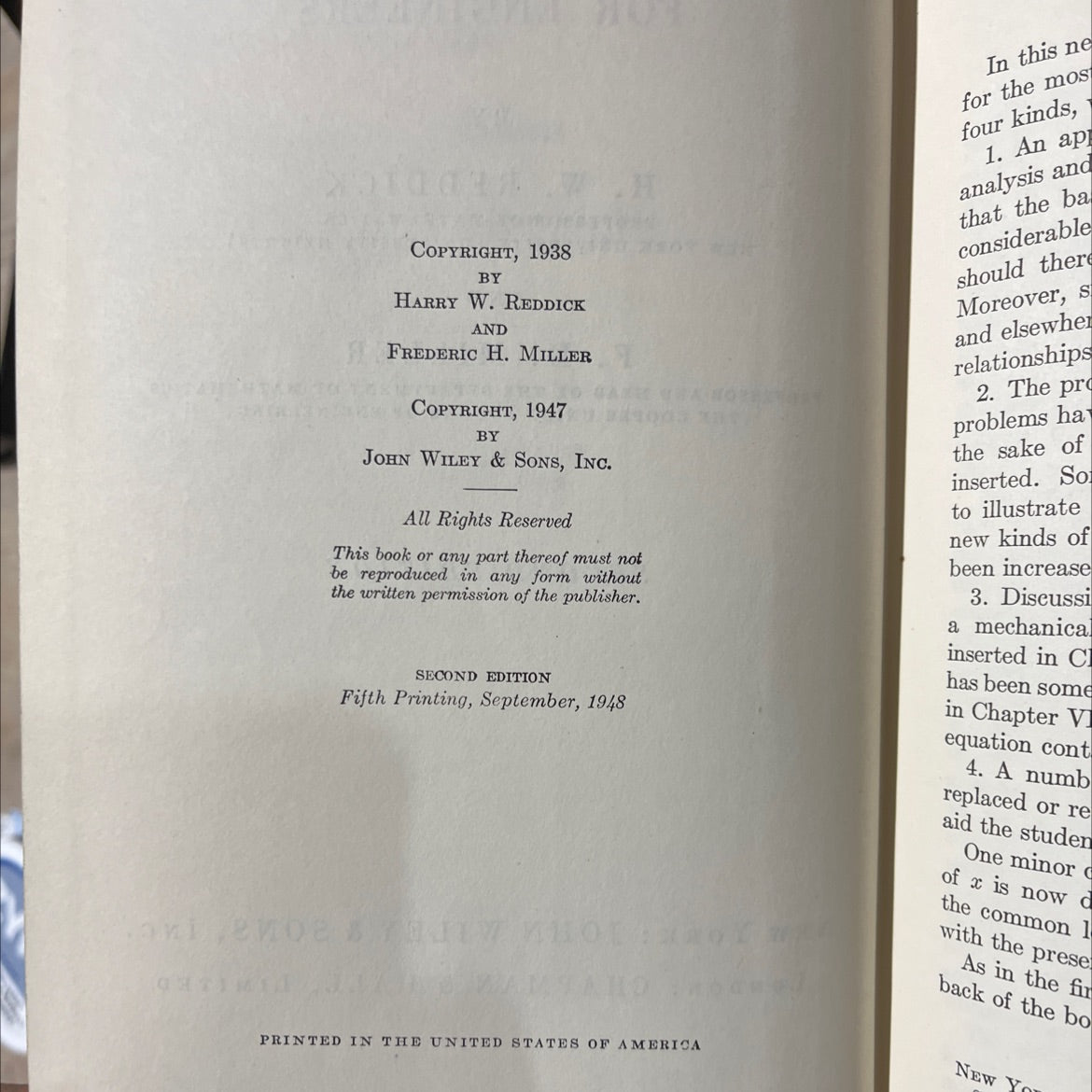 advanced mathematics for engineers book, by harry w. reddick, frederic h. miller, 1947 Hardcover image 3