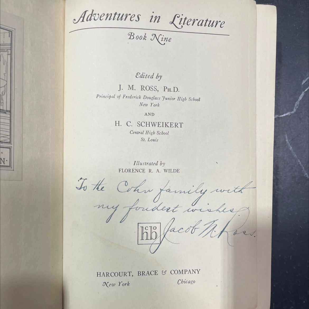 SIGNED adventures in literature book nine book, by j. m. ross, h. c. schweikert, 1928 Hardcover image 2